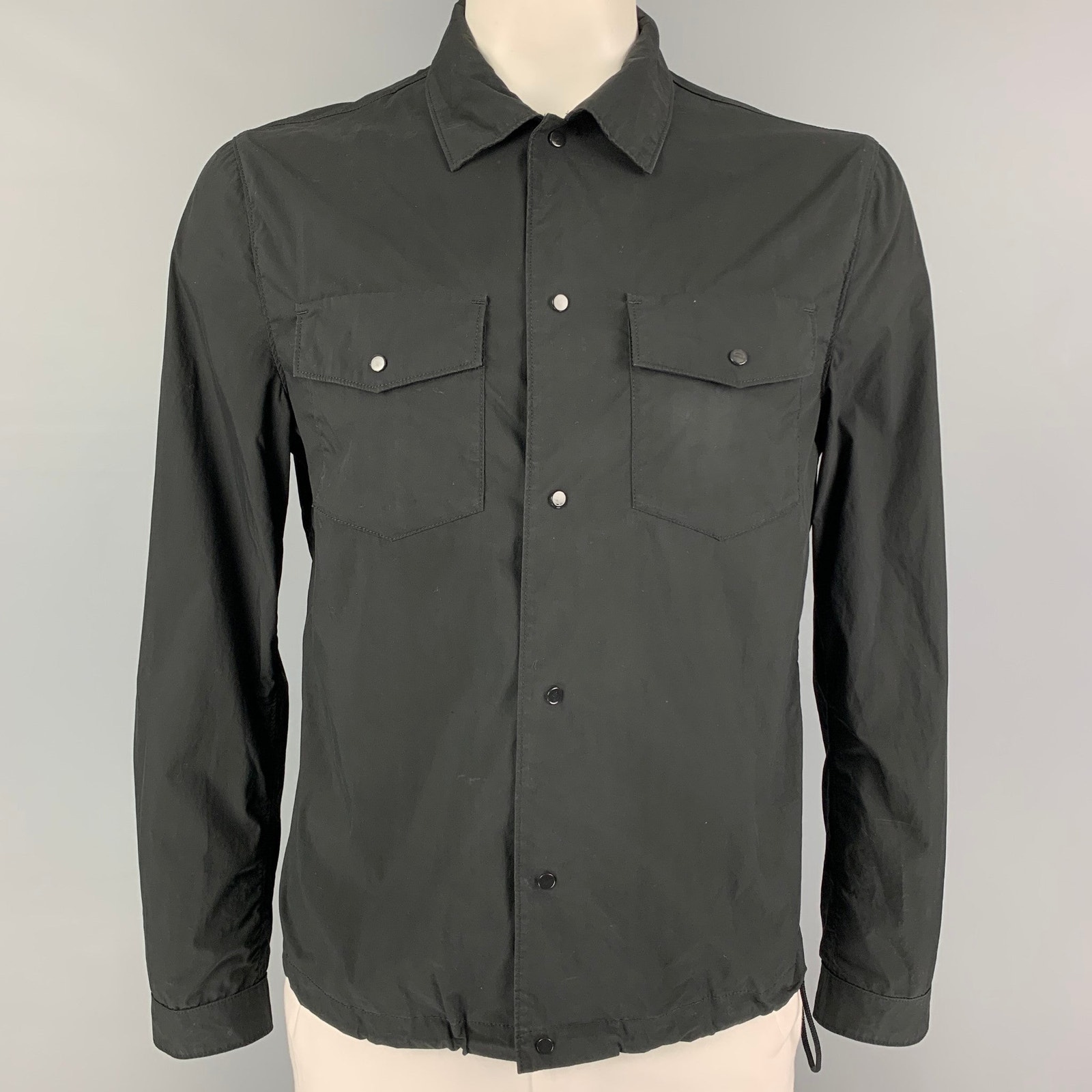 Ten C Size L Black Cotton Polyester Patch Pocket Campus Jacket